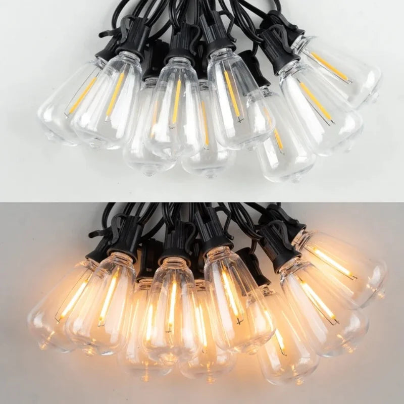 Outdoor String Light ST38 Patio Hanging Lights for Garden Outside Backyard Porch LED String Lights US Plastic Shatterproof Bulb