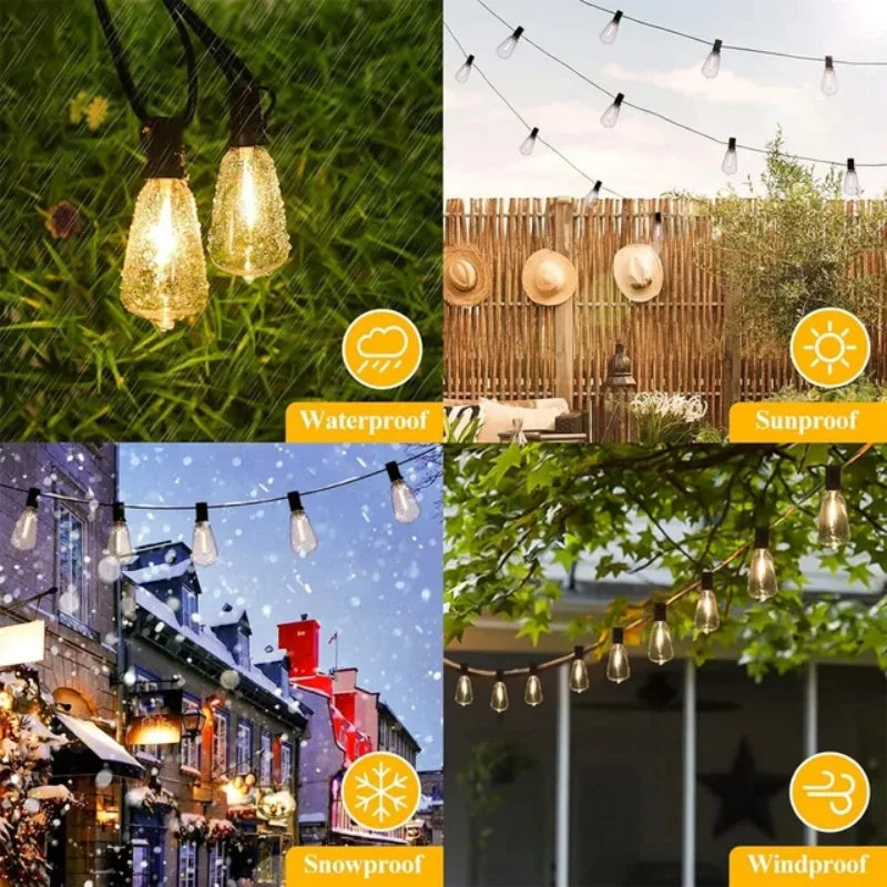 Outdoor String Light ST38 Patio Hanging Lights for Garden Outside Backyard Porch LED String Lights US Plastic Shatterproof Bulb