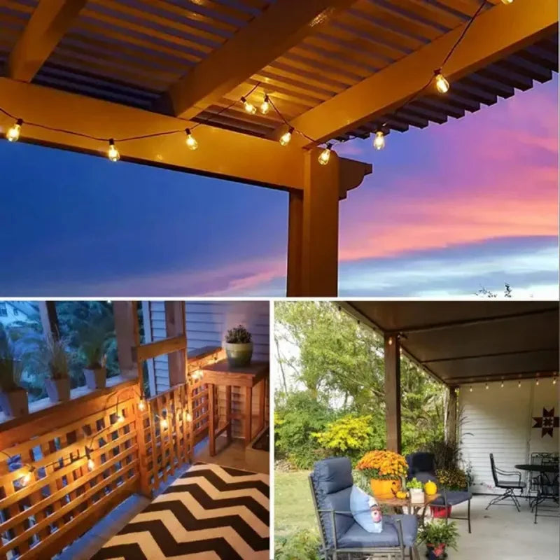 Outdoor String Light ST38 Patio Hanging Lights for Garden Outside Backyard Porch LED String Lights US Plastic Shatterproof Bulb