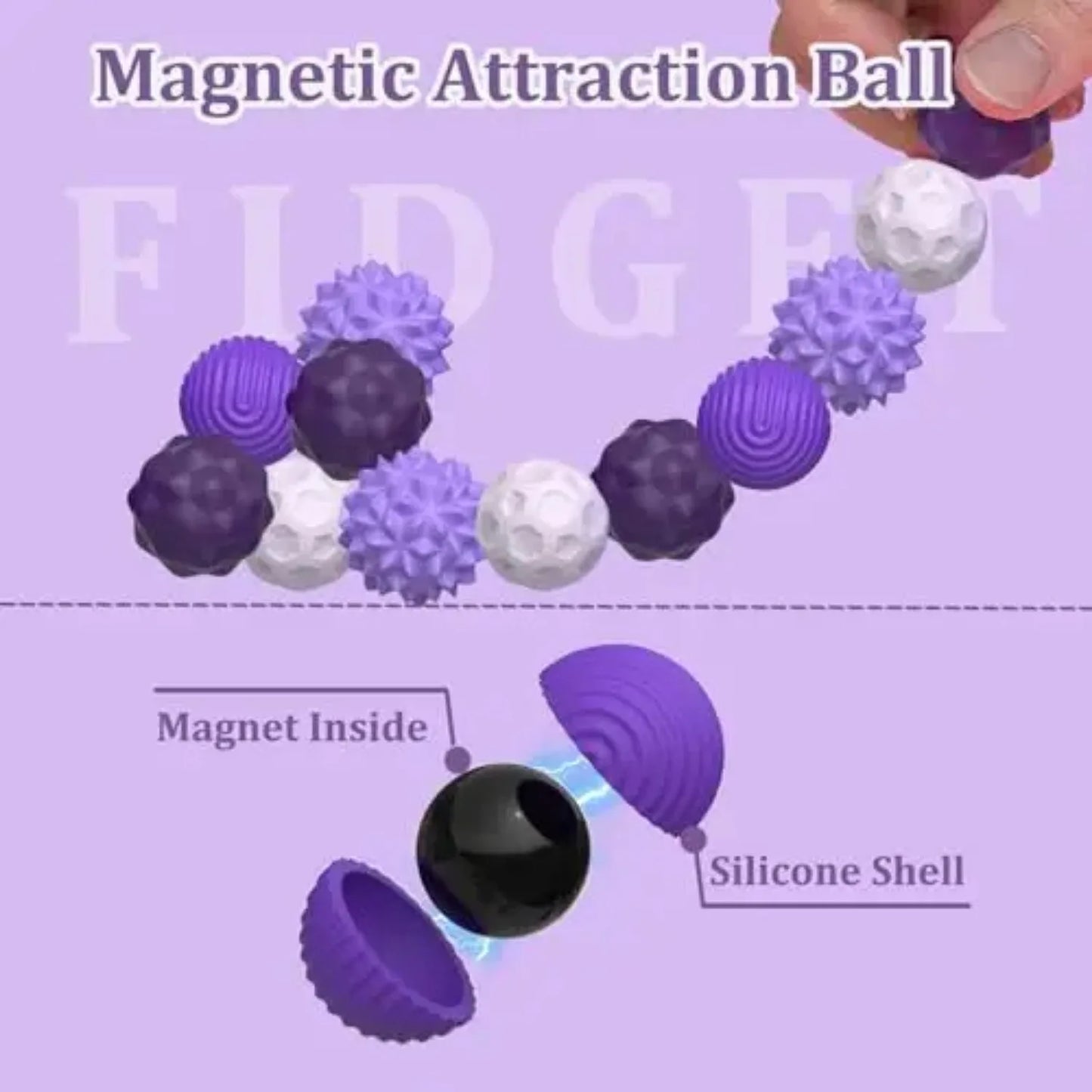 Silicone Magnetic Sensory Balls Fidget Toy Stress Balls Autism Calming Fidgeting Toy Kid Adults Anxiety Relief Stress Sensory Toy