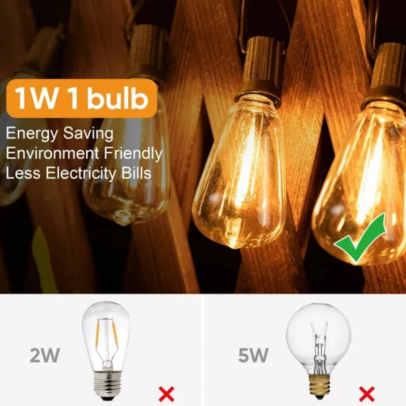 Outdoor String Light ST38 Patio Hanging Lights for Garden Outside Backyard Porch LED String Lights US Plastic Shatterproof Bulb
