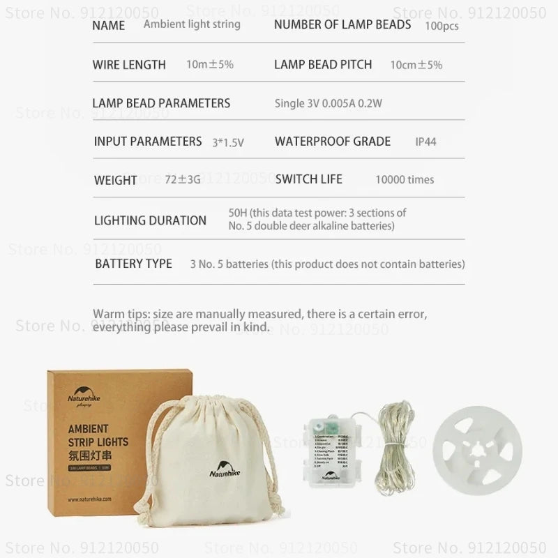 Naturehike Outdoor Ambient Light String Portable Festival Decorative String Lights Lamps Camping Multifunctional Light String