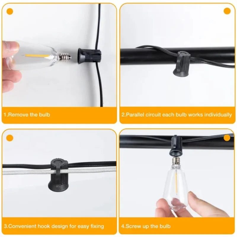 Outdoor String Light ST38 Patio Hanging Lights for Garden Outside Backyard Porch LED String Lights US Plastic Shatterproof Bulb