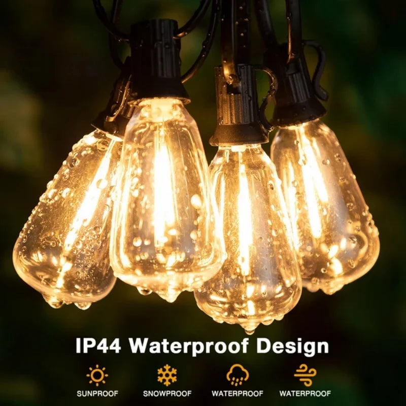 Outdoor String Light ST38 Patio Hanging Lights for Garden Outside Backyard Porch LED String Lights US Plastic Shatterproof Bulb