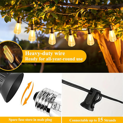 Outdoor String Light ST38 Patio Hanging Lights for Garden Outside Backyard Porch  LED String Lights US Plastic Shatterproof Bulb