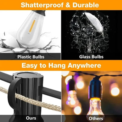 Outdoor String Light ST38 Patio Hanging Lights for Garden Outside Backyard Porch  LED String Lights US Plastic Shatterproof Bulb